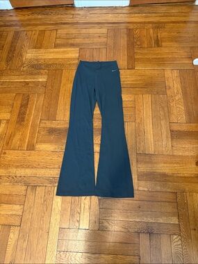 Nike Women Dark Teal Zenvy Flared Leggings with Swoosh